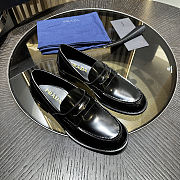  Prada Men Brushed Leather Loafers in black  - 2