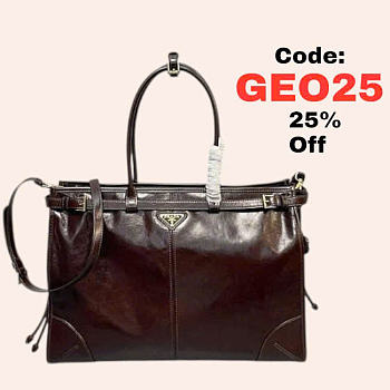 Prada Extra Large Leather Dark Brown 42x30x12cm