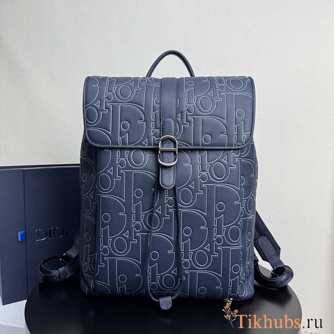 Dior Gravity Outline Leather and Navy Blue Grained Calfskin Backpack 30.5 x 41.5 x 15.5 cm - 1