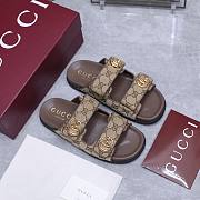 Gucci Women's sandal with Double G in darkbrown GG  - 1