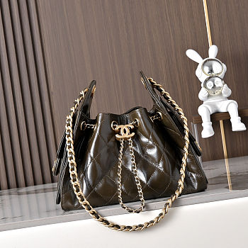 CHANEL 25 Small Handbag Dark Kaki Bag 30-26-14cm