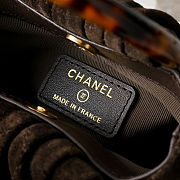 Chanel AS4981 shopping bag in brown suede with a tortoise handle 9X12X8cm - 5
