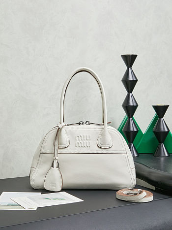 Miu Miu Chalk White Vivant Nappa Leather Bag 28x17x9.5cm