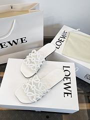 LOEWE Petal Anagram slide in soft calf skin White - 2