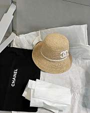 Chanel Beige Straw Bucket Hat - 1