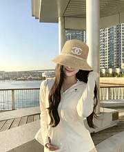 Chanel Beige Straw Bucket Hat - 4