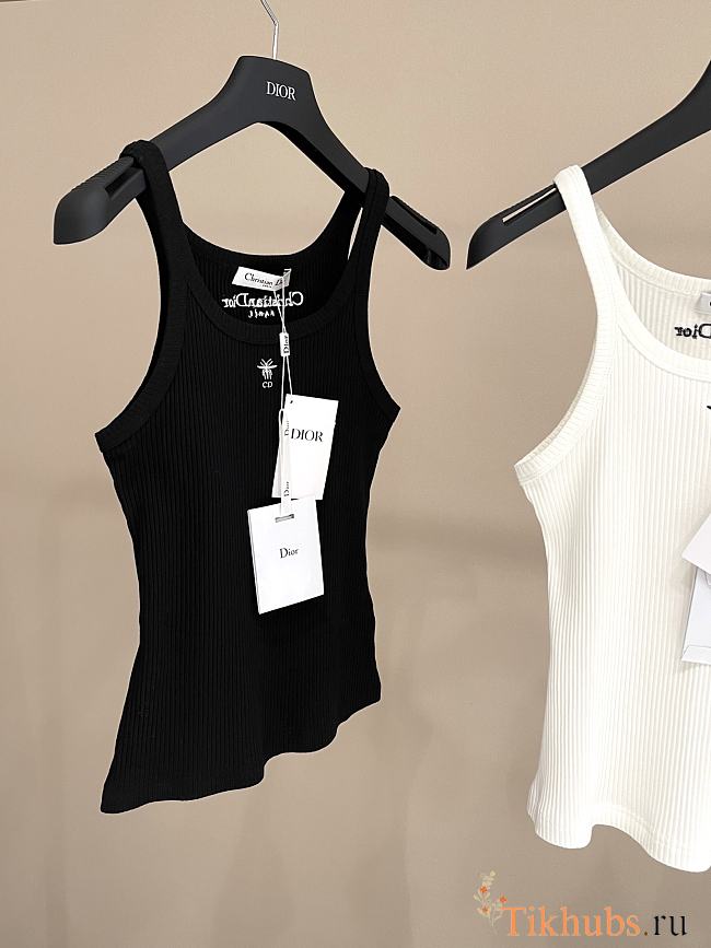 Dior Tank Top Black Ribbed Cotton Jersey  - 1