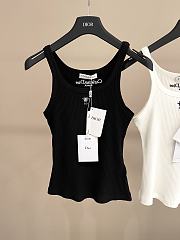 Dior Tank Top Black Ribbed Cotton Jersey  - 2
