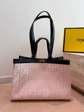 FENDI Women Peekaboo X-Tote Embroidered Canvas Bag-Pink Daal 41 x 28 cm