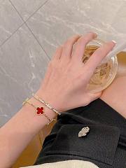 Van Cleef & Arpels Vintage Alhambra bracelets featuring red carnelian clover motifs - 4