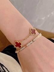 Van Cleef & Arpels Vintage Alhambra bracelets featuring red carnelian clover motifs - 3