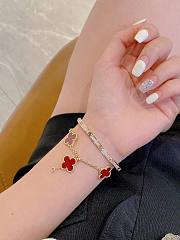 Van Cleef & Arpels Vintage Alhambra bracelets featuring red carnelian clover motifs - 2