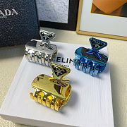 Prada Triangle Logo Hair Clip Gold - 3