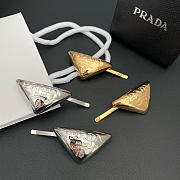Prada Triangle Logo Metal Hair Clips - 1
