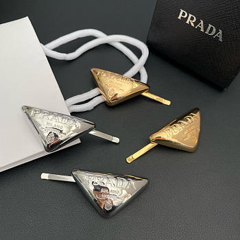 Prada Triangle Logo Metal Hair Clips