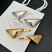 Prada Triangle Logo Metal Hair Clips - 5