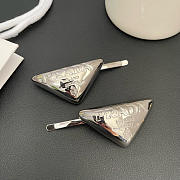 Prada Triangle Logo Metal Hair Clips - 2