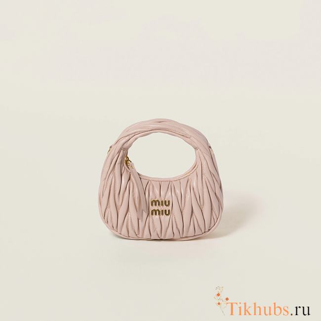 MIU MIU Powder Pink Wander Matelasse Nappa Leather Mini Bag 17.5×14×5.5cm - 1