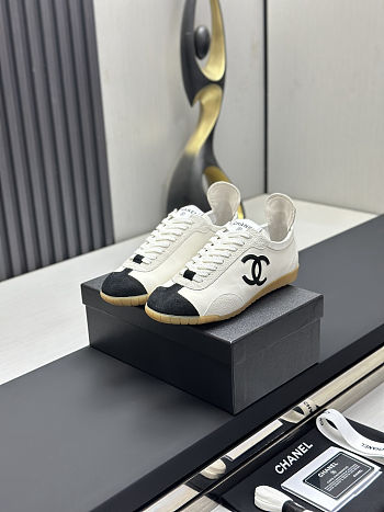Chanel Calfskin & Embossed Suede Calfskin Sneakers