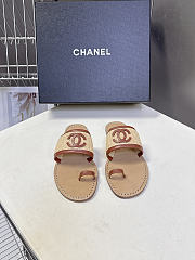 Chanel Beige & Brown Raffia Lambskin Sandals - 1