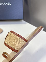 Chanel Beige & Brown Raffia Lambskin Sandals - 4