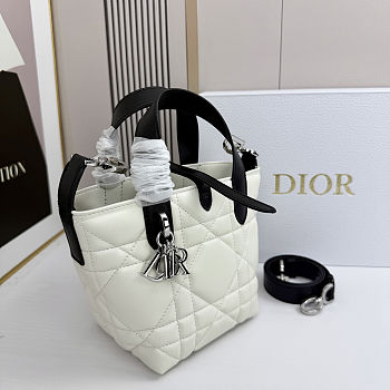 Dior Mini Toujours Vertical Tote BagWhite Macrocannage 13 x 15 cm
