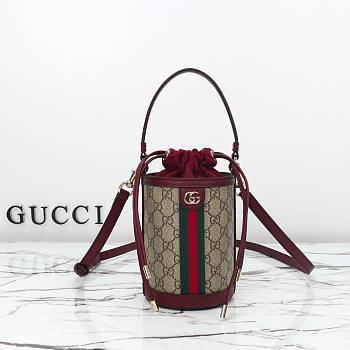 Gucci Ophidia Mini Bucket Bag GGCanvas in Red 11.5x23x8cm