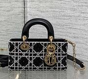 Christian Dior Tweed Cannage Lady D-Joy Black White 16.5cm - 1
