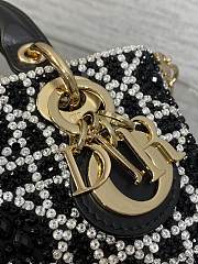 Christian Dior Tweed Cannage Lady D-Joy Black White 16.5cm - 6