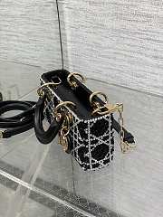 Christian Dior Tweed Cannage Lady D-Joy Black White 16.5cm - 5