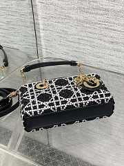 Christian Dior Tweed Cannage Lady D-Joy Black White 16.5cm - 4