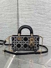 Christian Dior Tweed Cannage Lady D-Joy Black White 16.5cm - 2