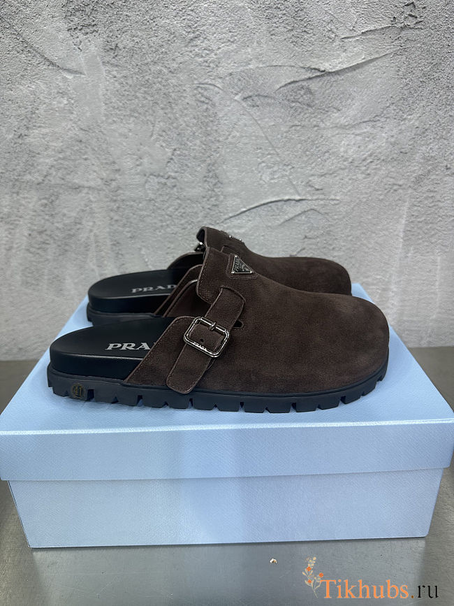 Prada Brown Suede Mules - 1