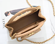 Chanel Braided Raffia & Gold-Tone Metal Dark Beige Bag 13 x 19 x 7cm - 6