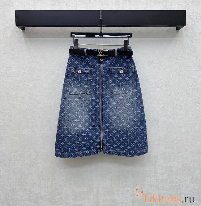 Louis Vuitton Monogram Denim A-Line Skirt - 1