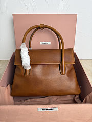 Miu Miu Solitaire Leather Tote Bag in Brown 23cm - 3