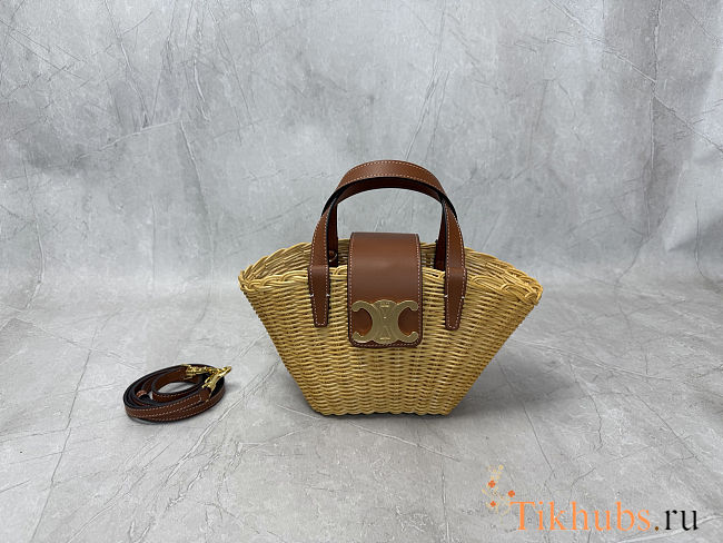 CELINE Teen Couffin in Wicker and Natural Calfskin 32x14x7cm - 1