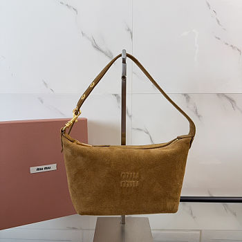 Miu Miu Olive Green Suede Pouch 18.5x14x10