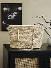 CHANEL Large Braided raffia Beige & Ecru Tote Bag 32×23×14cm - 4