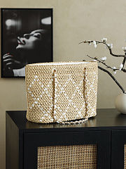 CHANEL Large Braided raffia Beige & Ecru Tote Bag 32×23×14cm - 3
