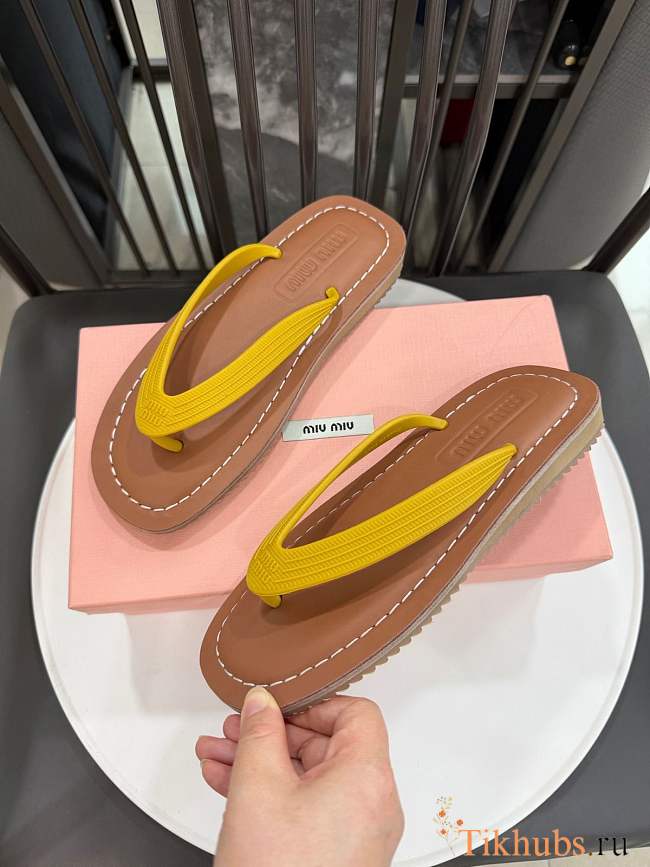 Miu Miu Yellow Thong Sandals - 1