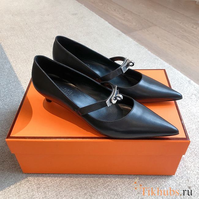 Hermes Calfskin Kiara 40 Pumps Black - 1