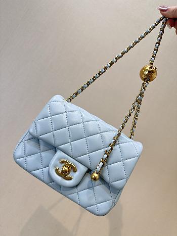Chanel Mini Flap Bag with Pearl Crush Light Blue Bag