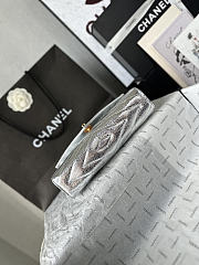 Chanel Chevron Clutch Metallic Silver 10x26x5cm - 5