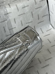 Chanel Chevron Clutch Metallic Silver 10x26x5cm - 6