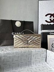 Chanel Chevron Clutch Metallic Gold 10x26x5cm - 1
