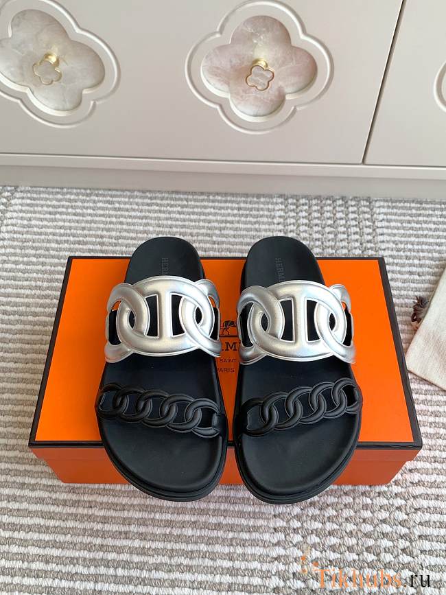 Hermès Extra Gris Argenté Sandal  - 1
