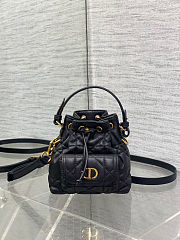 Dior Caro Bucket Bag In Macrocannage Lambskin 14x7x15cm - 1