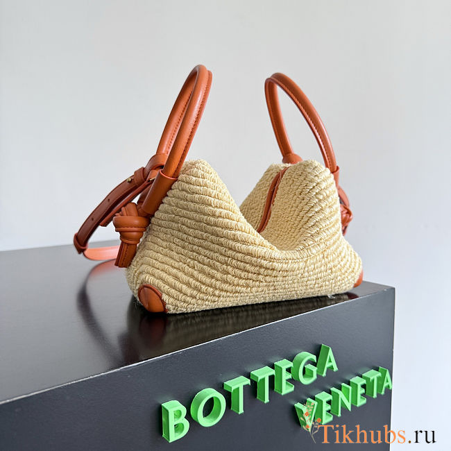 Bottega Veneta Loop Top Handle Bag in Raffia and Leather 19x12x9cm - 1