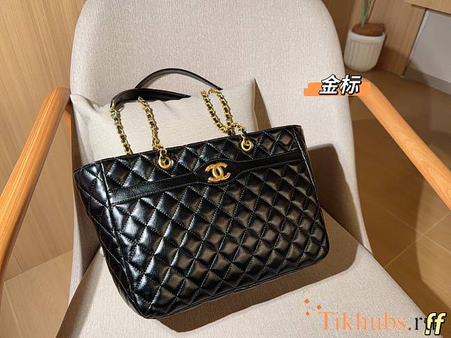 Chanel Black Quilted Leather Soft Elegance Tote 31×23×12cm - 1